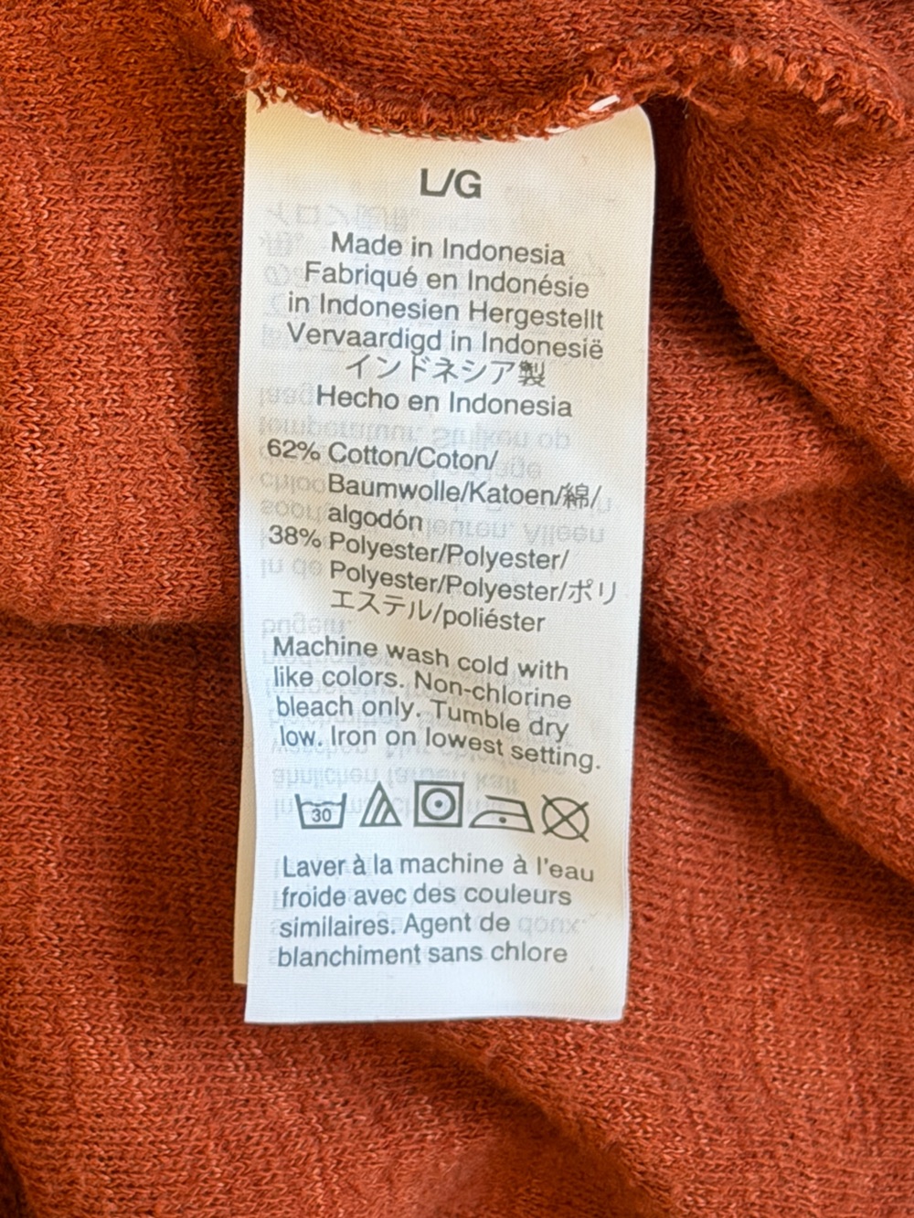 Madewell V-Neck Short Sleeve Tshirt Rust Size Large #2198 - Picture 4 of 4